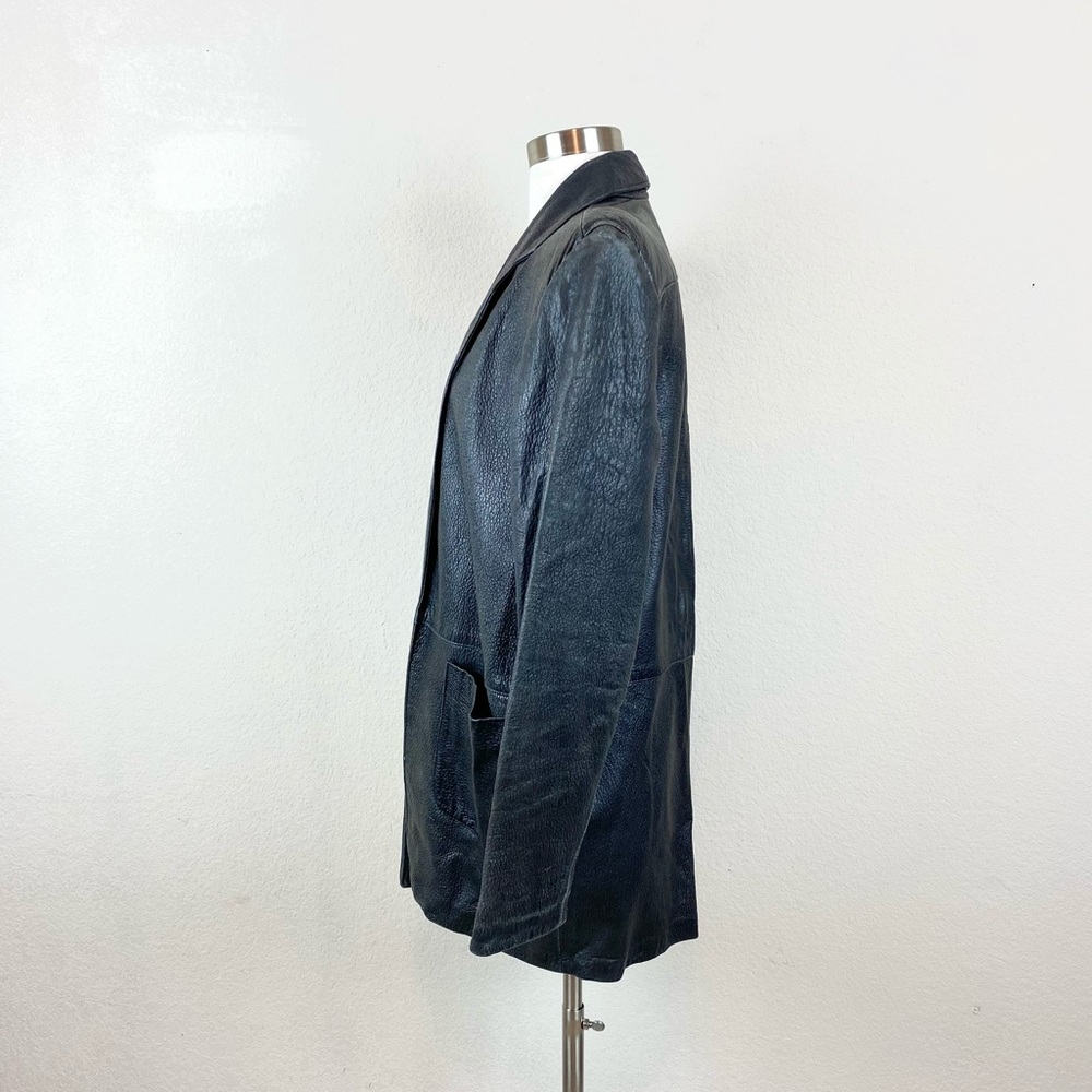 Vintage Black Leather Coat - Picture 2 of 7